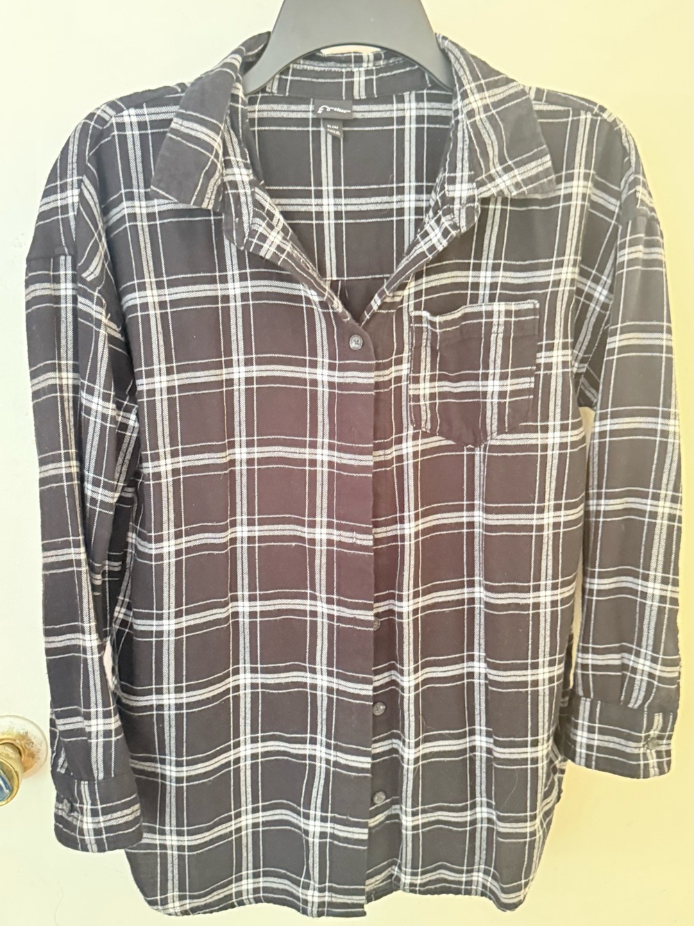 Black and White Plaid Boy’s Button-Up Shirt